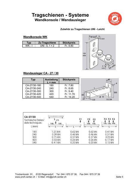 Tragschienen - Systeme