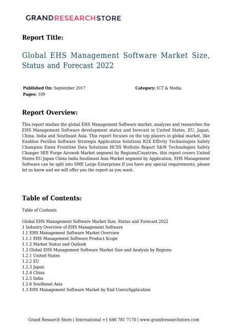 Global EHS Management Software Market Size, Status and Forecast 2022