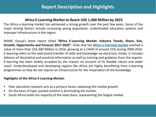 Africa E-Learning Market Size, Analysis, Segmentation, Trends And Forecast 2017-2022