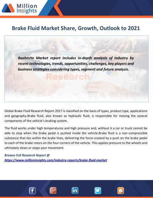 Brake Fluid Market Share, Growth, Outlook to 2021