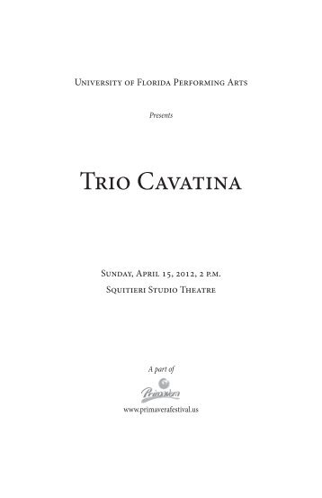 Trio Cavatina - University of Florida Performing Arts