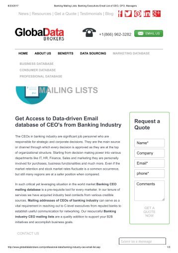 Buy Banking Industry CEO Mailing Lists