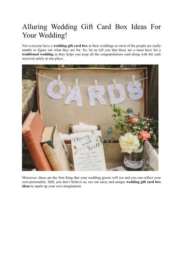 Alluring Wedding Gift Card Box Ideas For Your Wedding- A2zWeddingCards