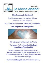 Be Movie Abende Pustritz - September - Dezember 2017