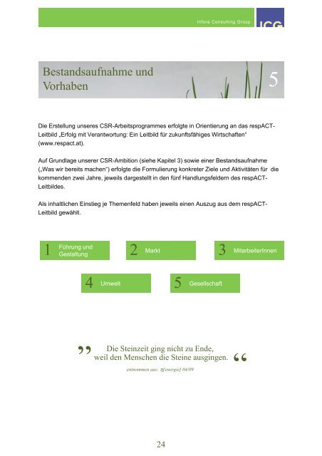 Nachhaltigkeitsbericht 2011 - ICG Integrated Consulting Group