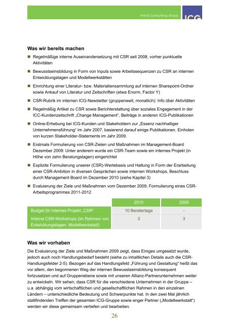 Nachhaltigkeitsbericht 2011 - ICG Integrated Consulting Group