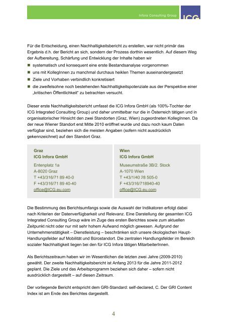 Nachhaltigkeitsbericht 2011 - ICG Integrated Consulting Group