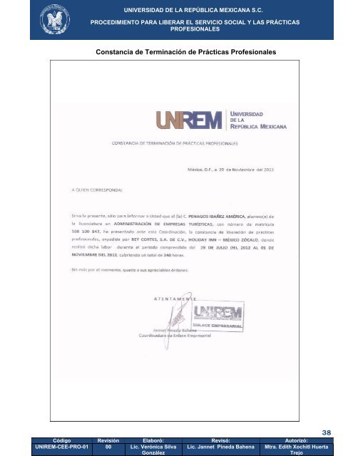 UNIREM-CEE-PRO-01 (SERVICIO SOCIAL Y PRÁCTICAS PROFESIONALES)