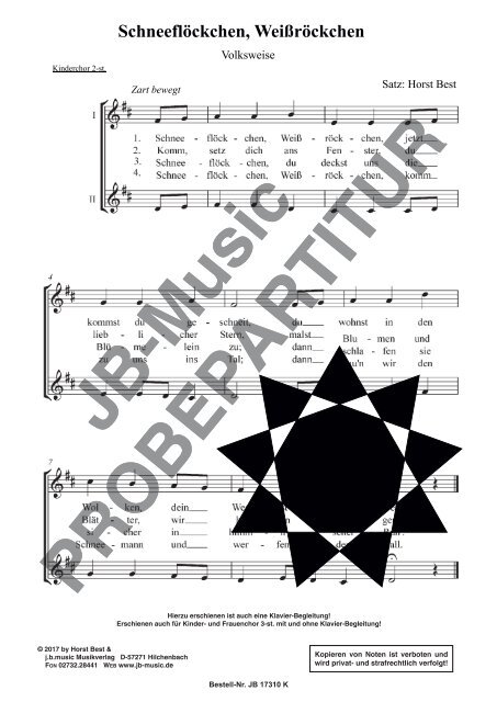 Schneeflöckchen, Weißröckchen (für Kinderchor SA)