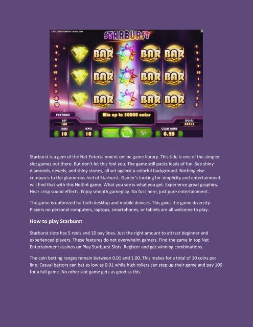 Starburst Slots—Spin the Reels With Fiat Money or Bitcoins