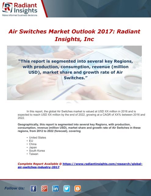 Global Air Switches Industry 2017 Market Research Report