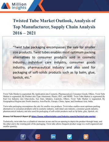 Twisted Tube Market Outlook, Analysis of Top Manufacturer, Supply Chain Analysis 2016 – 2021