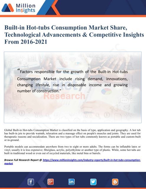 Built-in Hot-tubs Consumption Market Share, Technological Advancements &amp; Competitive Insights From 2016-2021