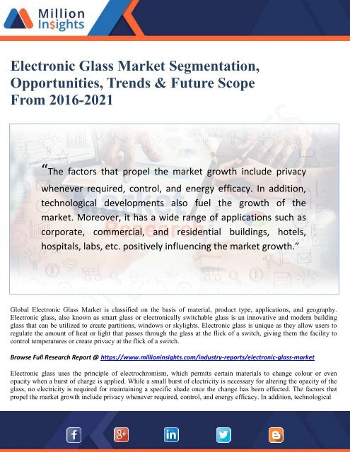 Electronic Glass Market Segmentation, Opportunities, Trends &amp; Future Scope From 2016-2021