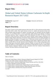 Global and United States Lithium Carbonate In-Depth Research Report 2017-2022