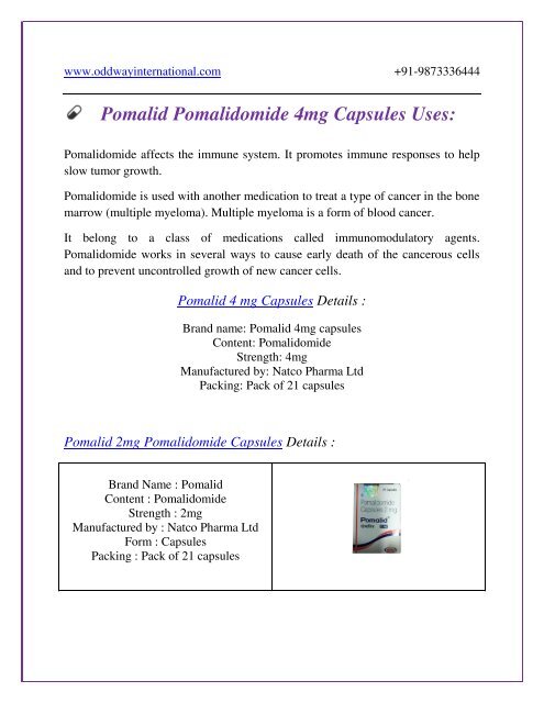 Pomalid 4 mg Pomalidomide Capsules