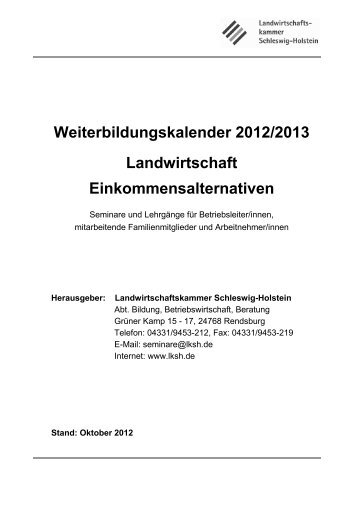 Weiterbildungskalender 2012/2013 - Landwirtschaftskammer ...