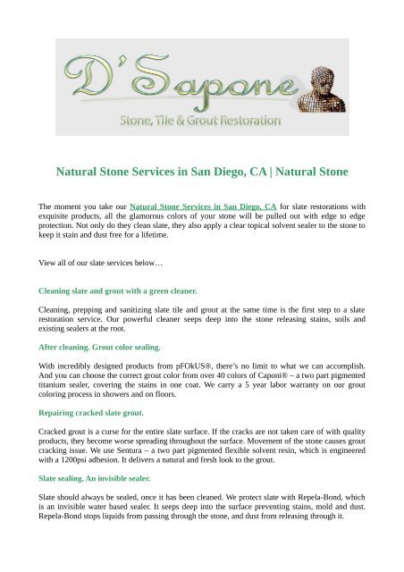 Natural Stone Services in San Diego, CA | Natural Stone