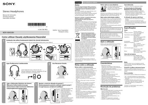 Sony MDR-XB450BV - MDR-XB450BV Istruzioni per l'uso Polacco