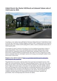 Electric Bus Market To Reach 33,854 Units In Terms Of sales By 2020