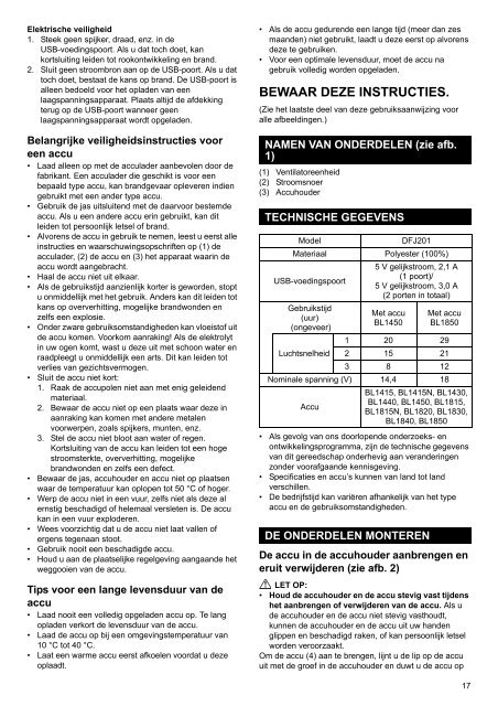 Makita GIACCA VENTILATA 18V POLYESTERE - DFJ201Z - Manuale Istruzioni