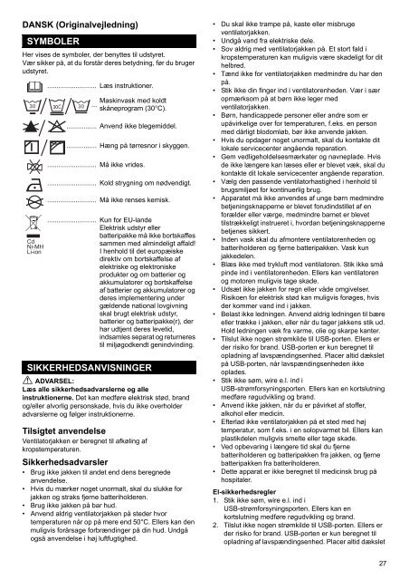 Makita GIACCA VENTILATA 18V POLYESTERE - DFJ201Z - Manuale Istruzioni