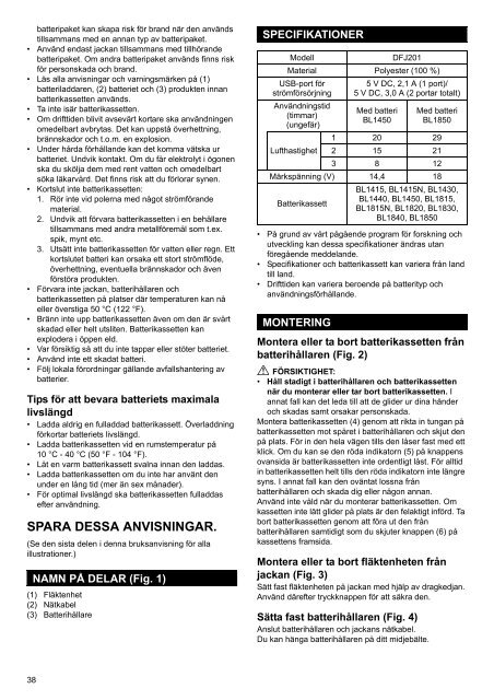 Makita GIACCA VENTILATA 18V POLYESTERE - DFJ201Z - Manuale Istruzioni