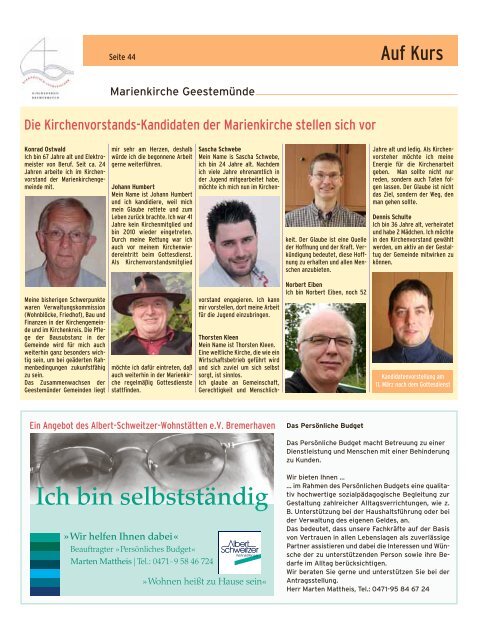 Auf Kurs_Ausgabe Februar 2012 - Kirchenjournal »Auf Kurs