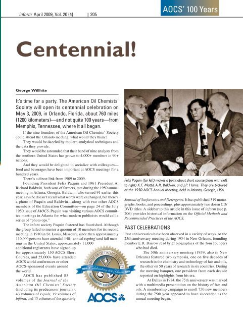 Centennial! - American Oil Chemists' Society
