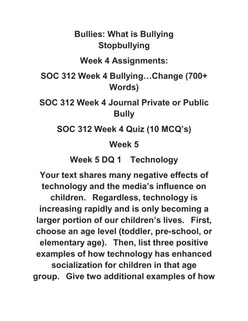 SOC 312 Child Family and Society