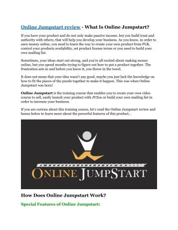 Online Jumpstart review-(MEGA) $23,500 bonus of Online Jumpstart