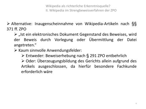 Wikipedia als richterliche Erkenntnisquelle_Hagen_04.03.2017