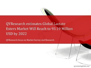 QYResearch estimates Global Lactate Esters Market Will Reach to 93.19 Million USD by 2022