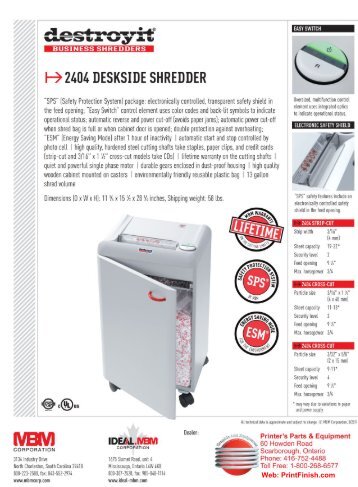 MBM DESTROYIT 2404 CC, SC Paper Shredder Machine - Printfinish.com