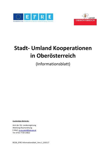 Stadt- Umland Kooperationen in Oberösterreich (Informationsblatt)