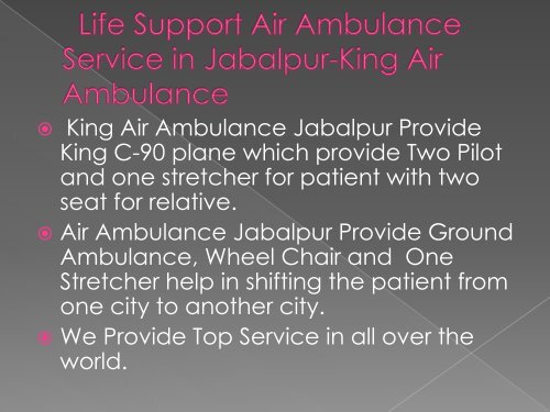 King Air Ambulance Service in Jamshedpur with ICU Facility