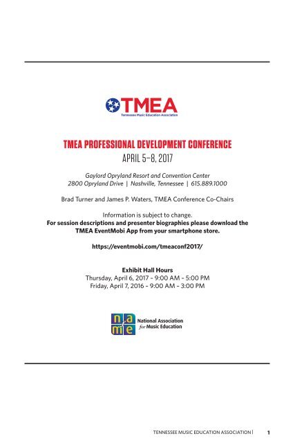 TMEA 2017 Professional Development Conference Program