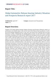 Global Automotive Release bearing Industry Situation and Prospects Research report 2017