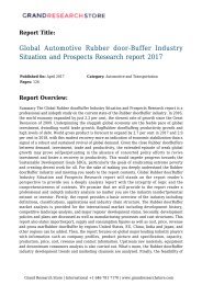 Global Automotive Rubber door-Buffer Industry Situation and Prospects Research report 2017