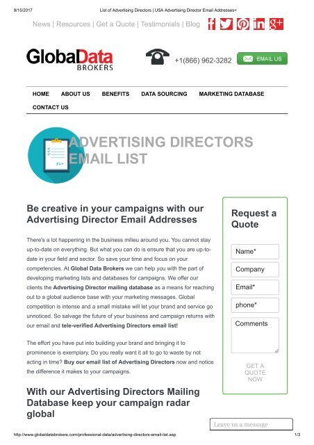 Advertising Directors Email List Globaldatabrokers