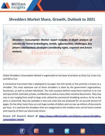 Shredders Market Share, Growth, Outlook to 2021