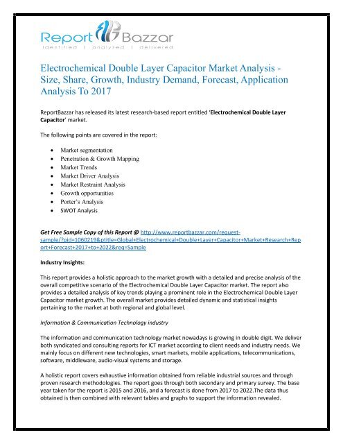 Electrochemical Double Layer Capacitor Market Evolving Technology ...
