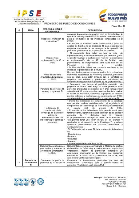 PROYECTO PLIEGO DE CONDICIONES - IPSE-TIC-LP 07-2017