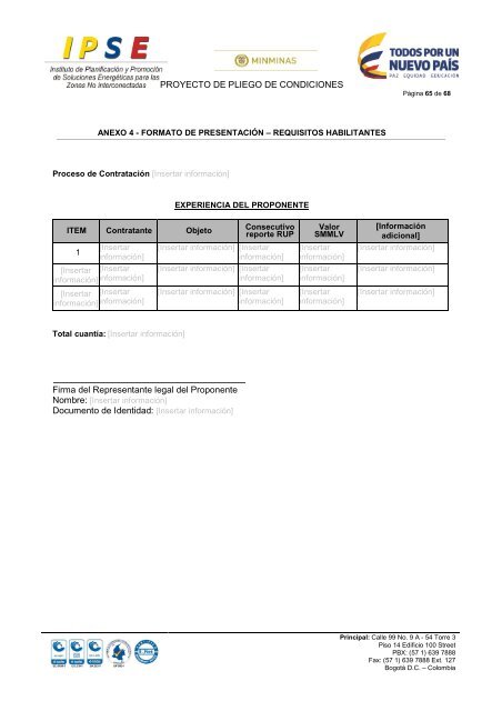 PROYECTO PLIEGO DE CONDICIONES - IPSE-TIC-LP 07-2017