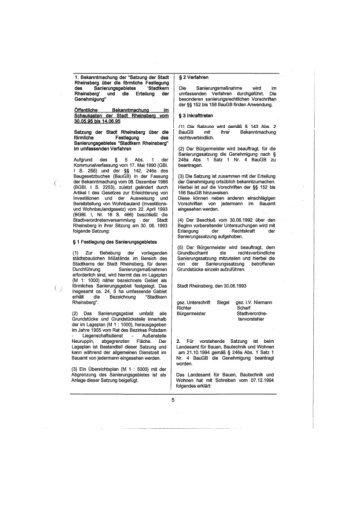 1. Bekanntmachung der "Satzung der Stadt - Stadt Rheinsberg