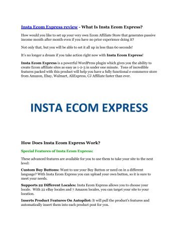 Insta Ecom Express Review and Insta Ecom Express (EXCLUSIVE) bonuses pack