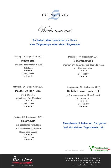 Tagesmenu 18.09.-21.09.2017