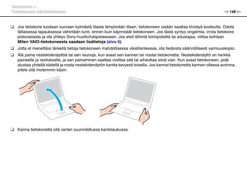 Sony VPCSE2V9E - VPCSE2V9E Consignes d&rsquo;utilisation Finlandais