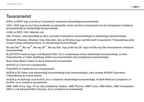 Sony VPCSE2V9E - VPCSE2V9E Consignes d&rsquo;utilisation Finlandais