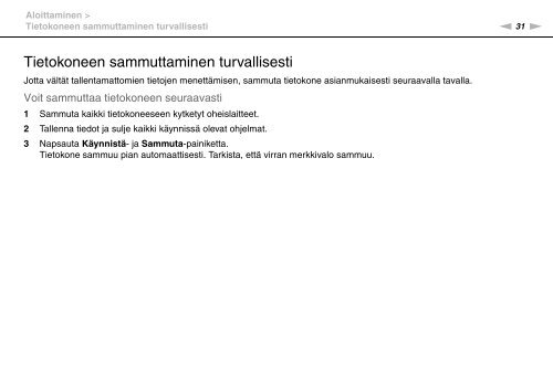 Sony VPCSE2V9E - VPCSE2V9E Consignes d&rsquo;utilisation Finlandais